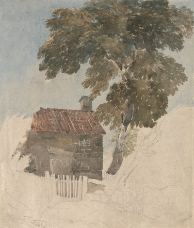 Cabaña y árboles de David Cox